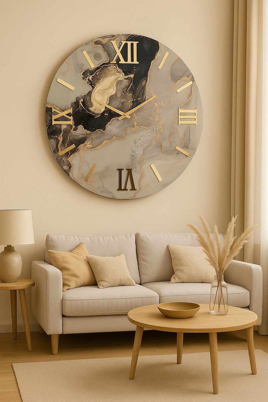 Orologio Marmo 60 Cm Nero