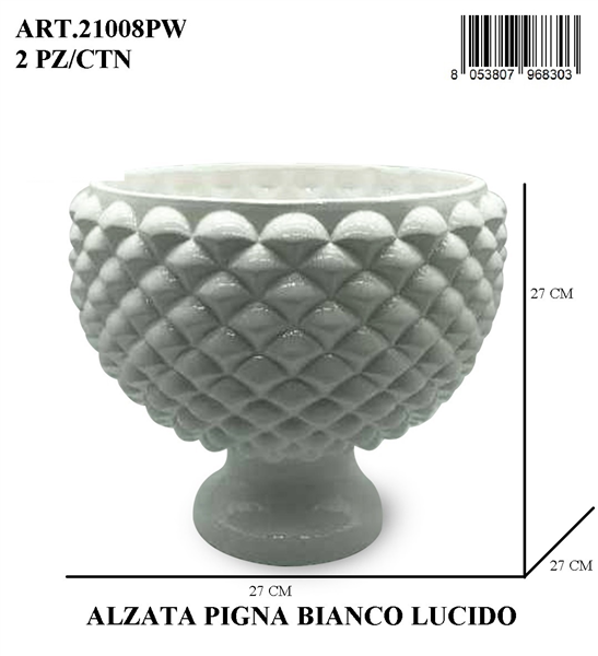Alzata Pigna Bianco Lucido 25cm