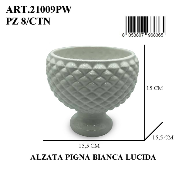 Alzata Pigna Bianco Lucido 15cm