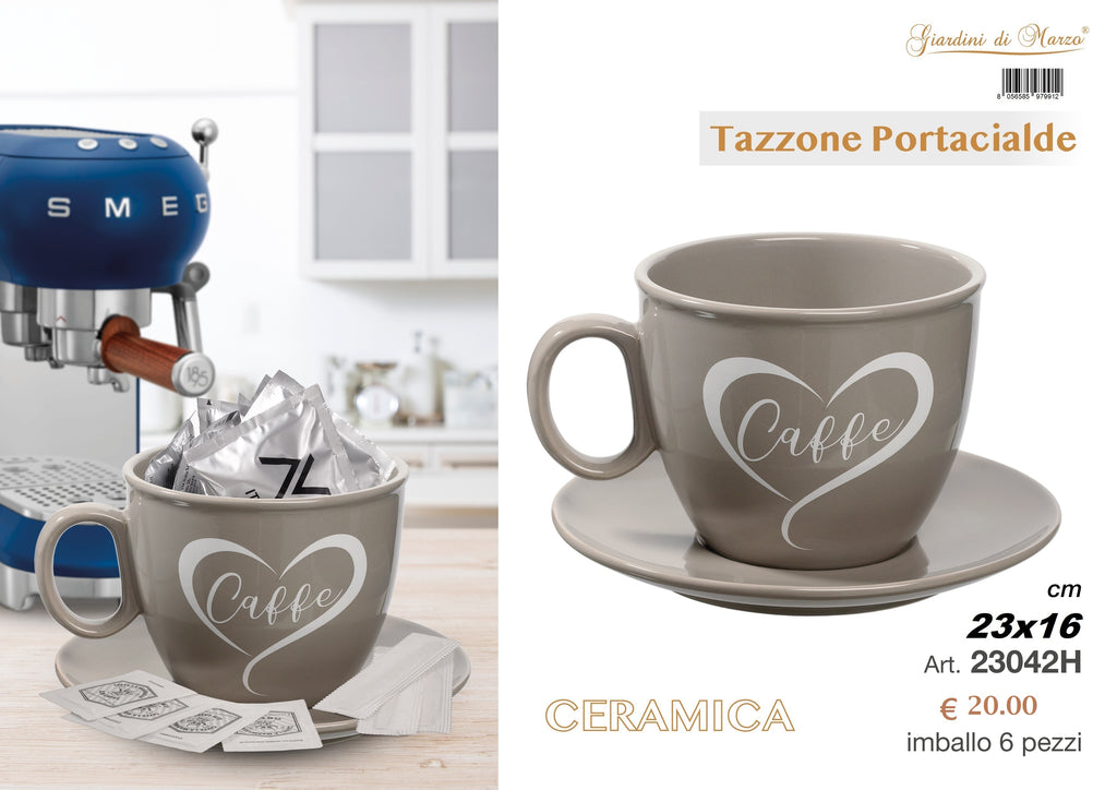 Tazzone Portacialde Grigio Lucido Scritt