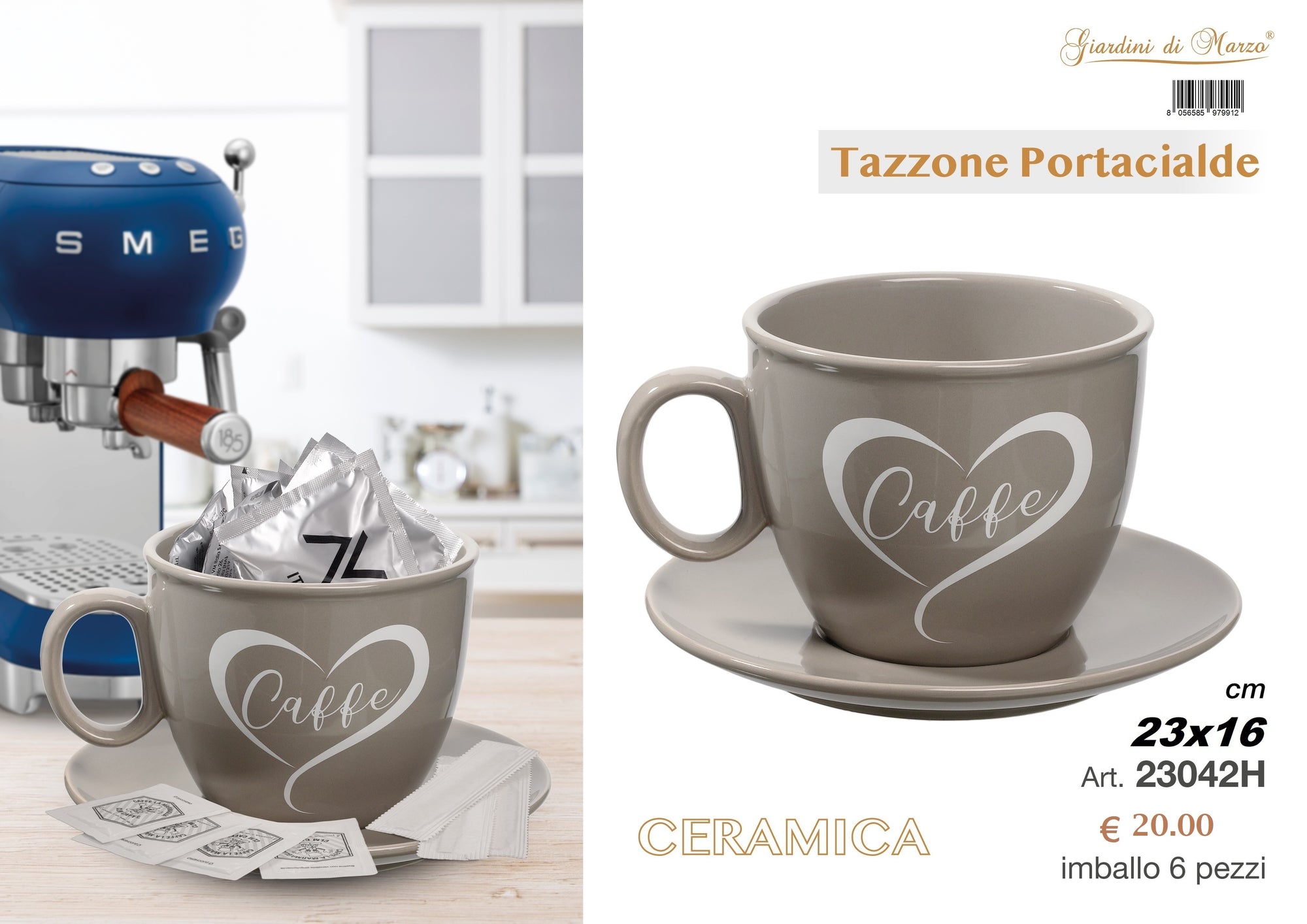 Tazzone Portacialde Grigio Lucido Scritt