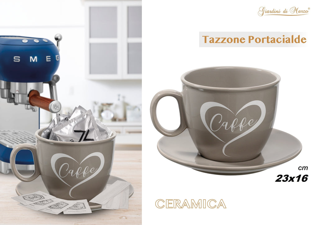 Tazzone Portacialde Grigio Lucido Scritt
