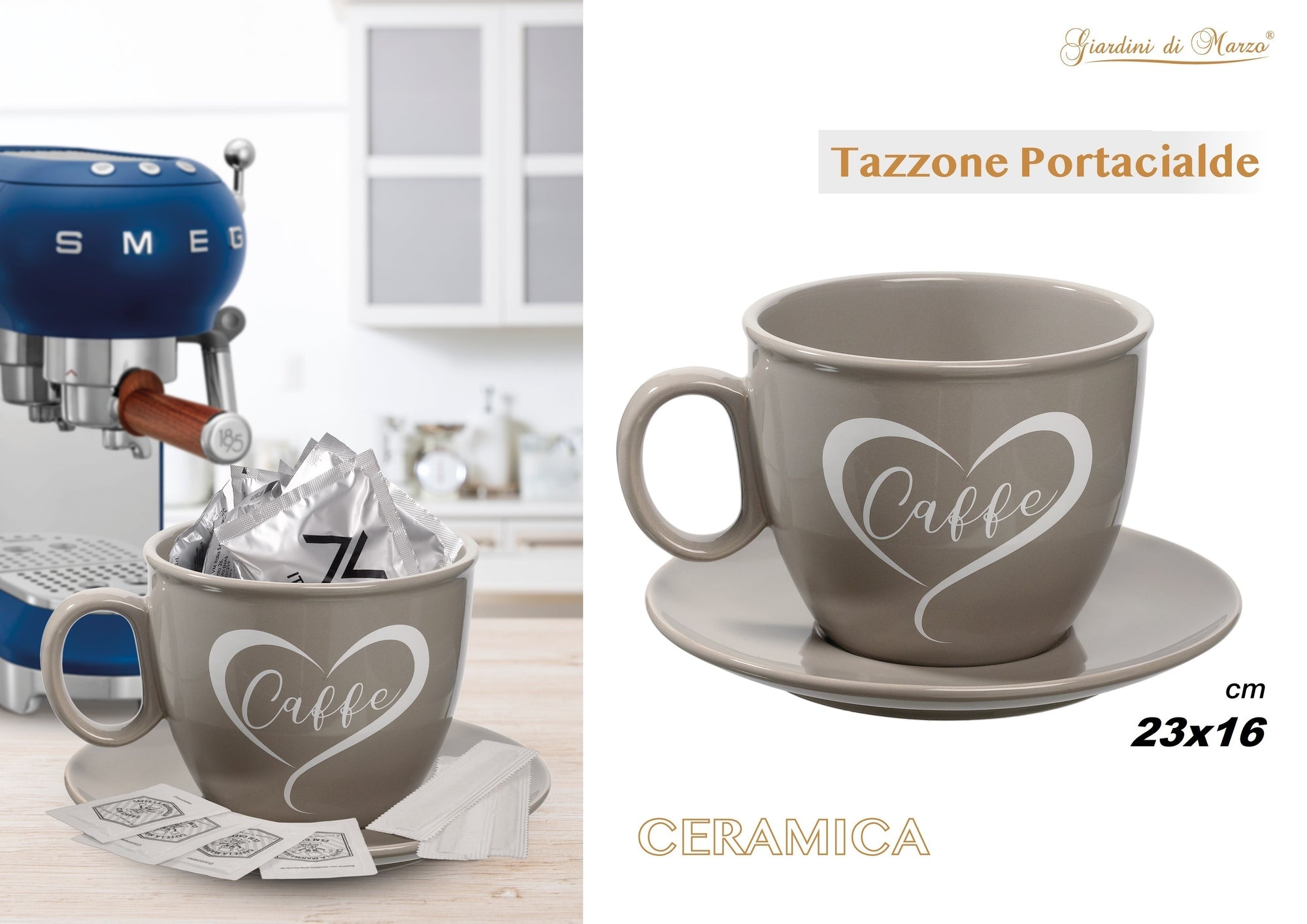 Tazzone Portacialde Grigio Lucido Scritt