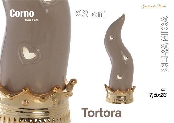 CORNO TORTORA/ORO C/LED MEDIO 23 CM