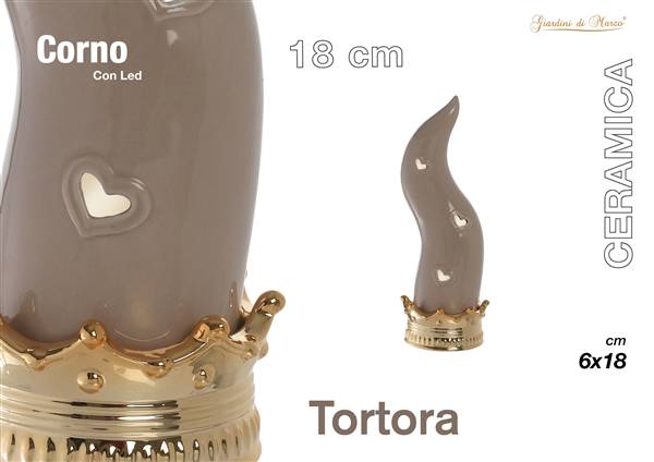 CORNO TORTORA/ORO C/LED PICCOLO 18 CM