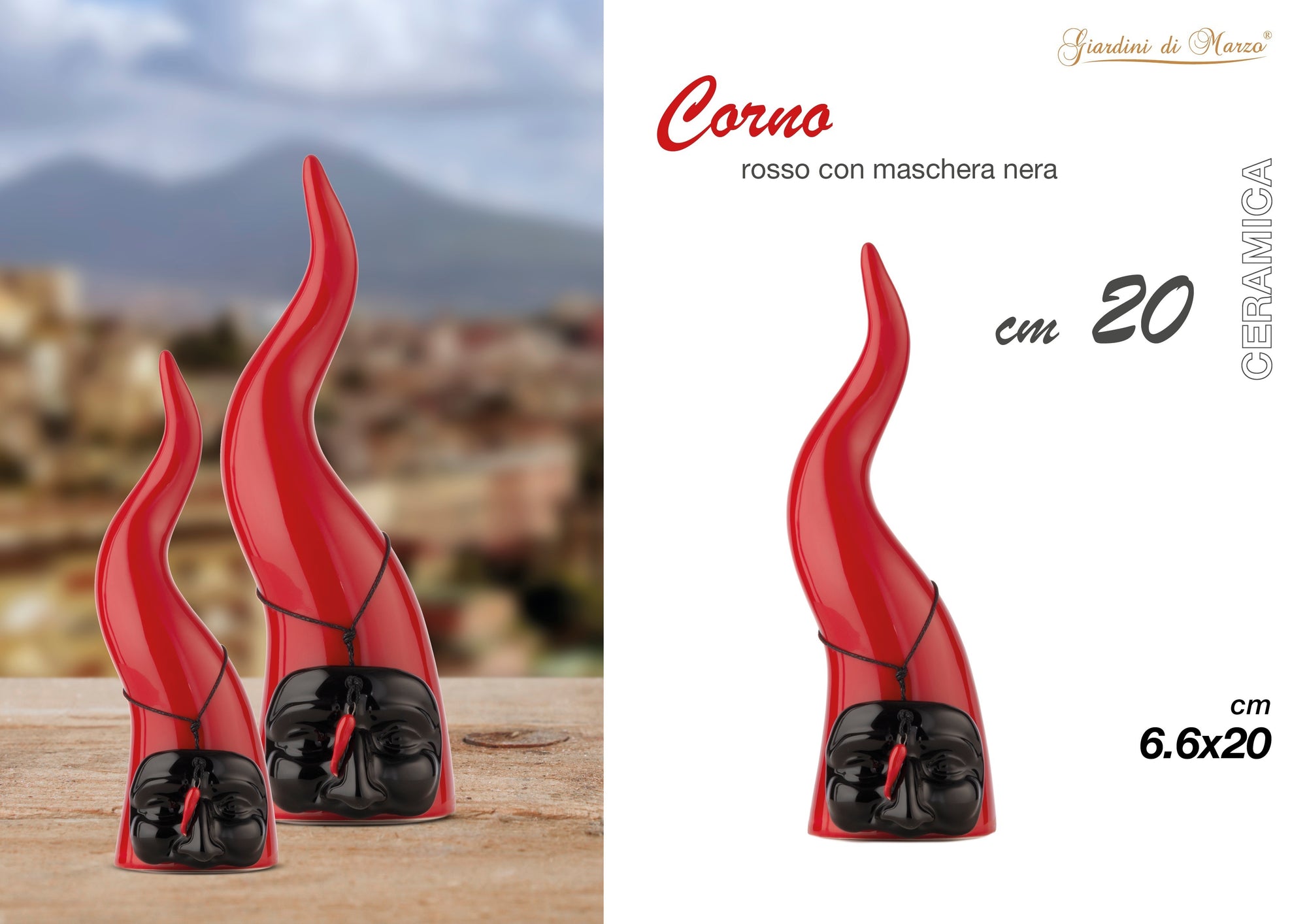 Corno Medio Rosso Maschera Nera 20 Cm