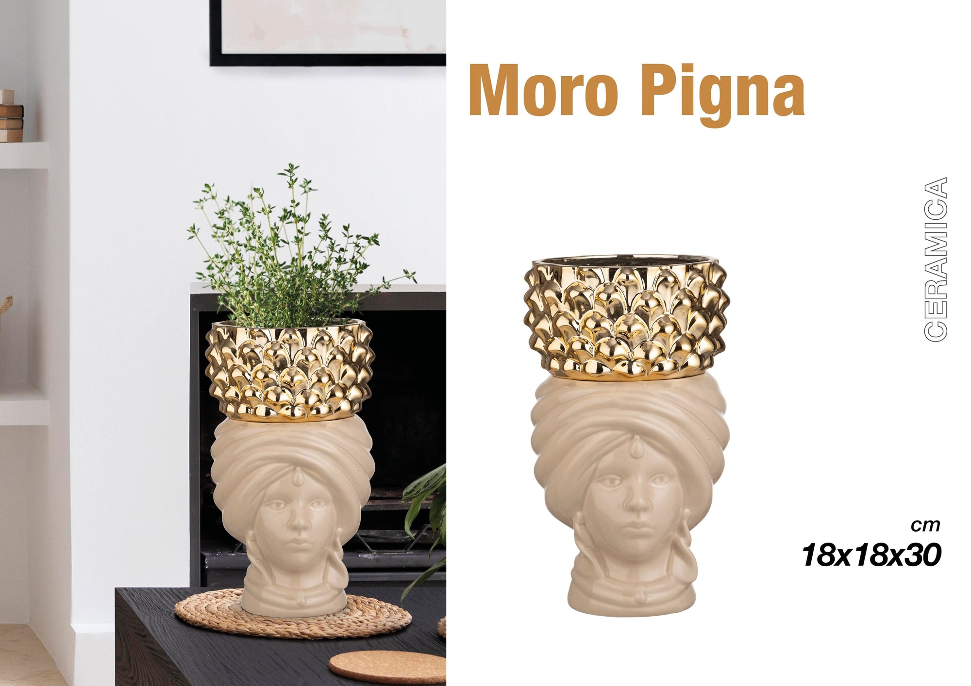 Moro Donna 30 Cm Tortora Con Pigna Gold