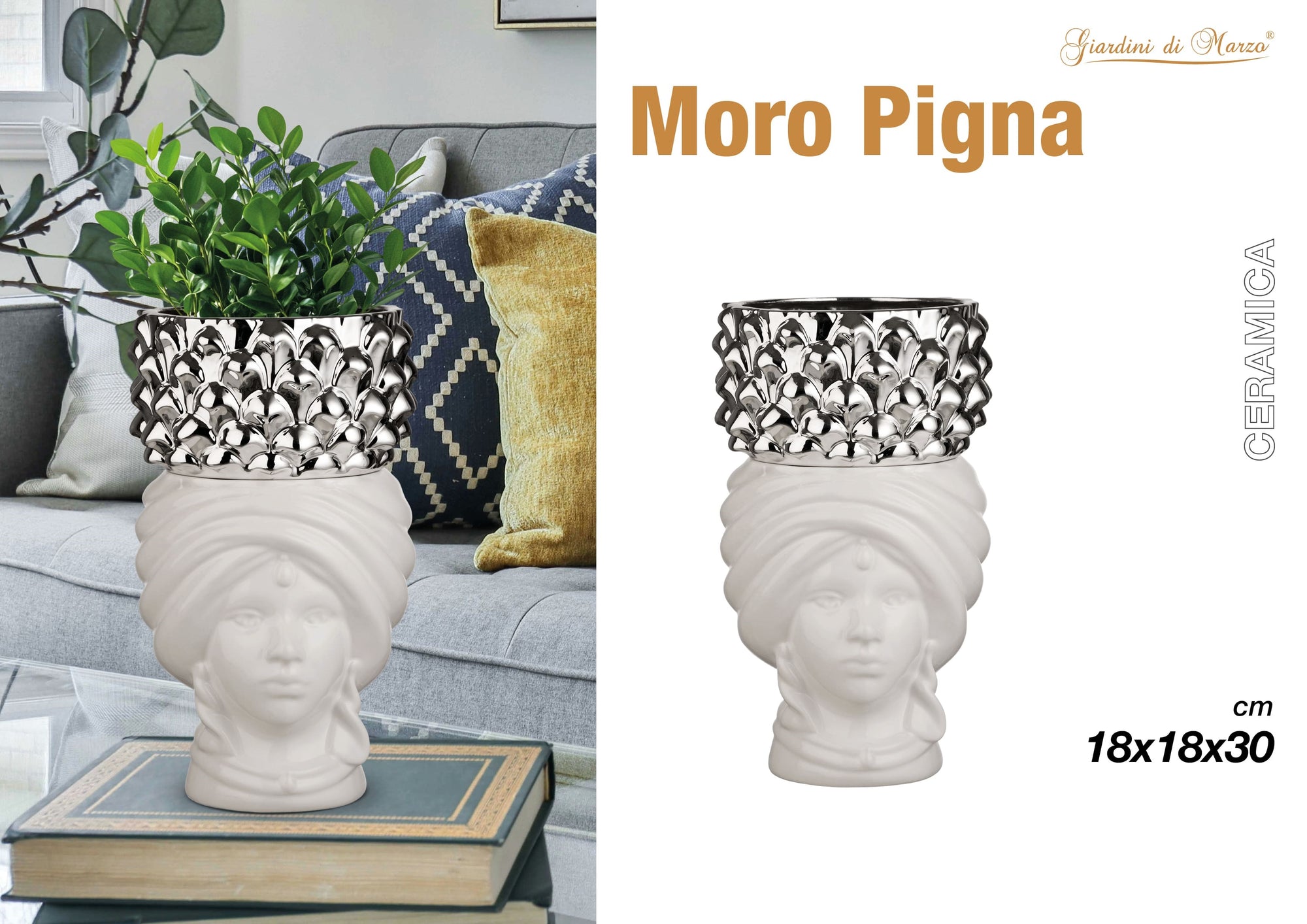 Moro Donna 30 Cm Bianco Con Pigna Silver