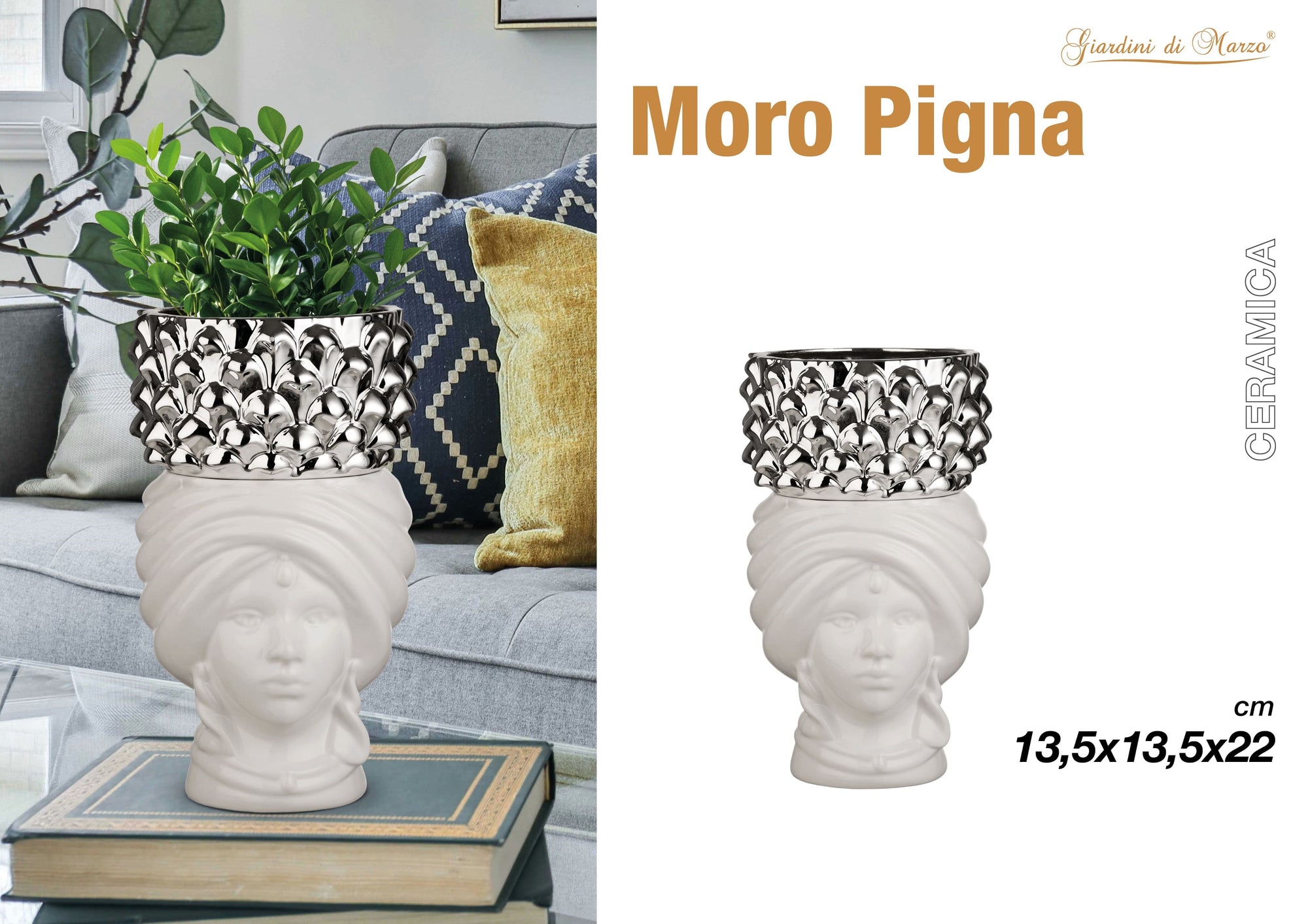 Moro Donna 22 Cm Bianco Con Pigna Silver