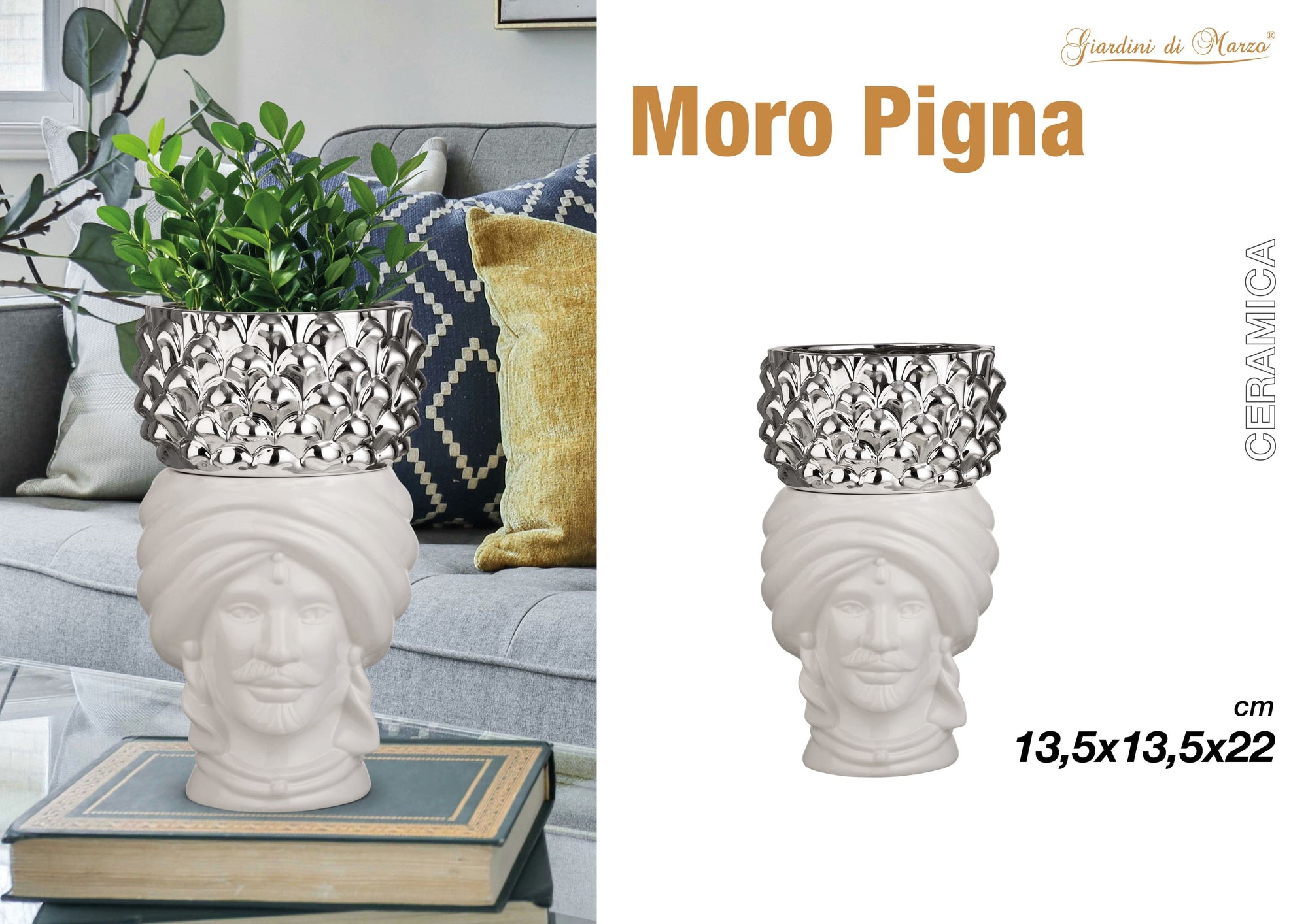 Moro Uomo 22 Cm Bianco Con Pigna Silver
