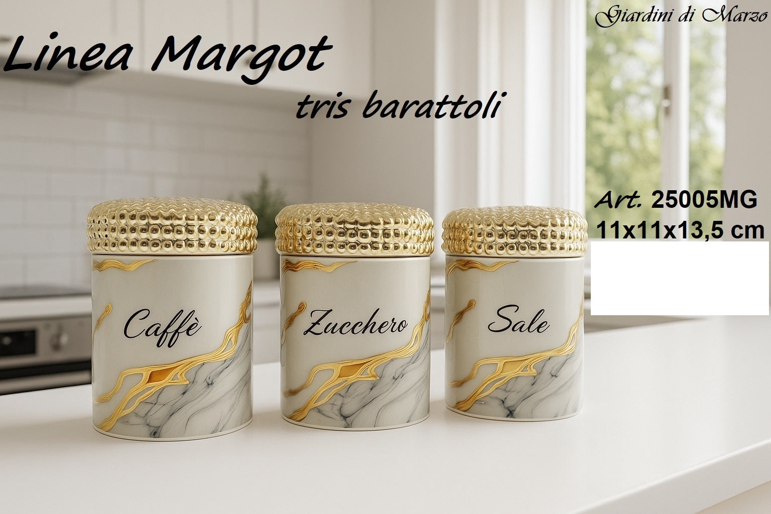 Tris Barattoli Effetto Marmo Oro Online