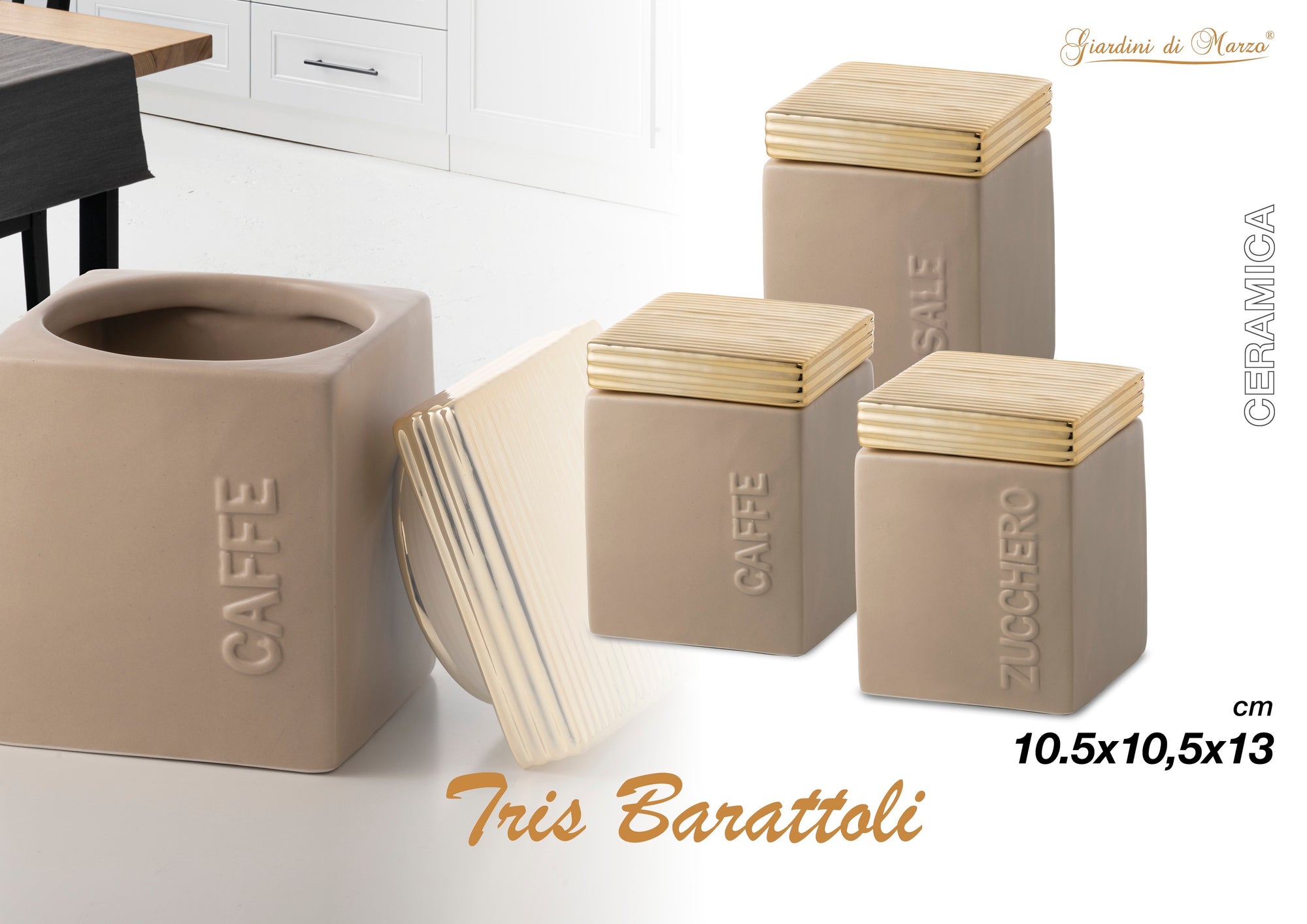 Tris Barattoli Quadrati Oro