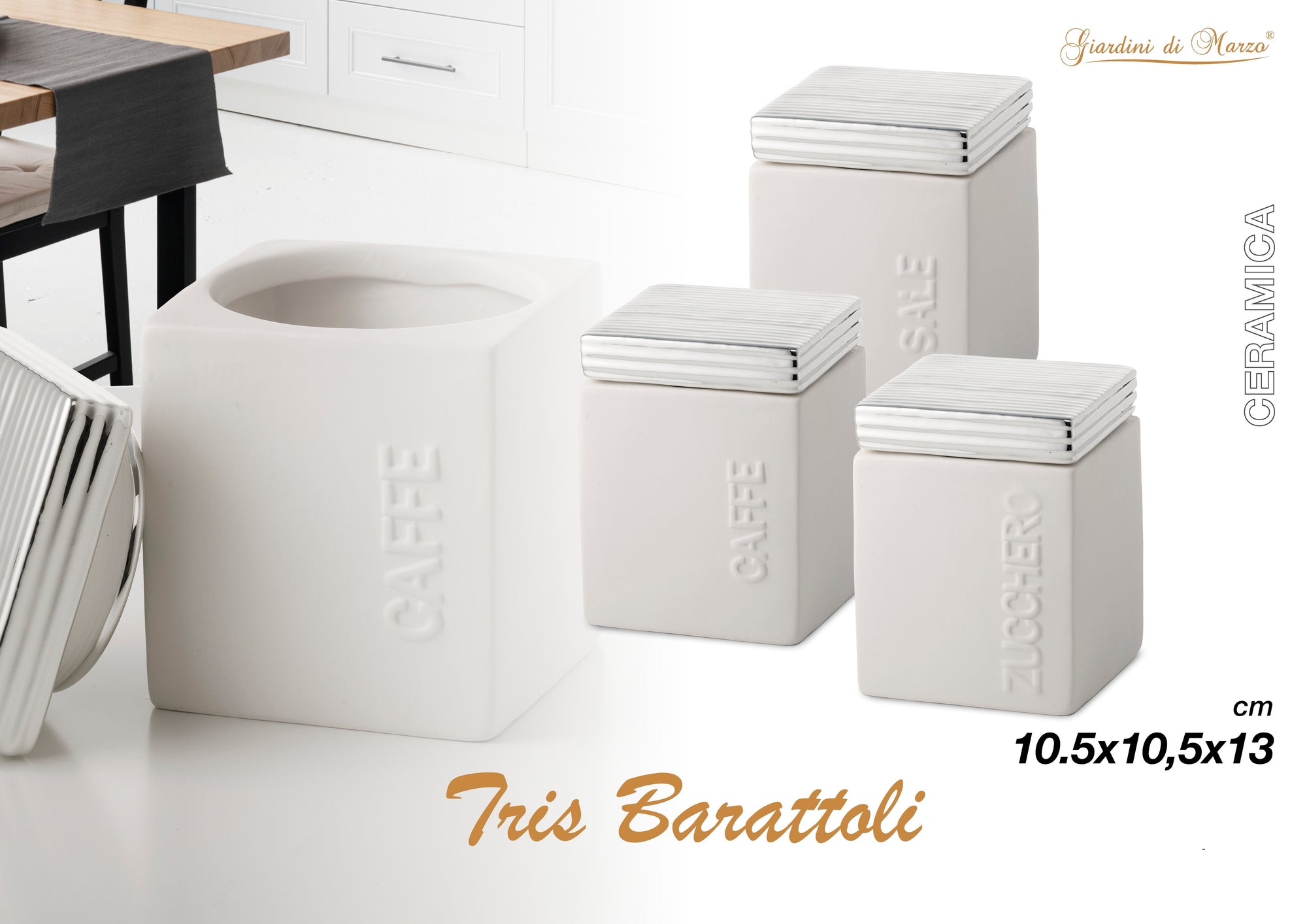 Tris Barattoli Quadrati Argento