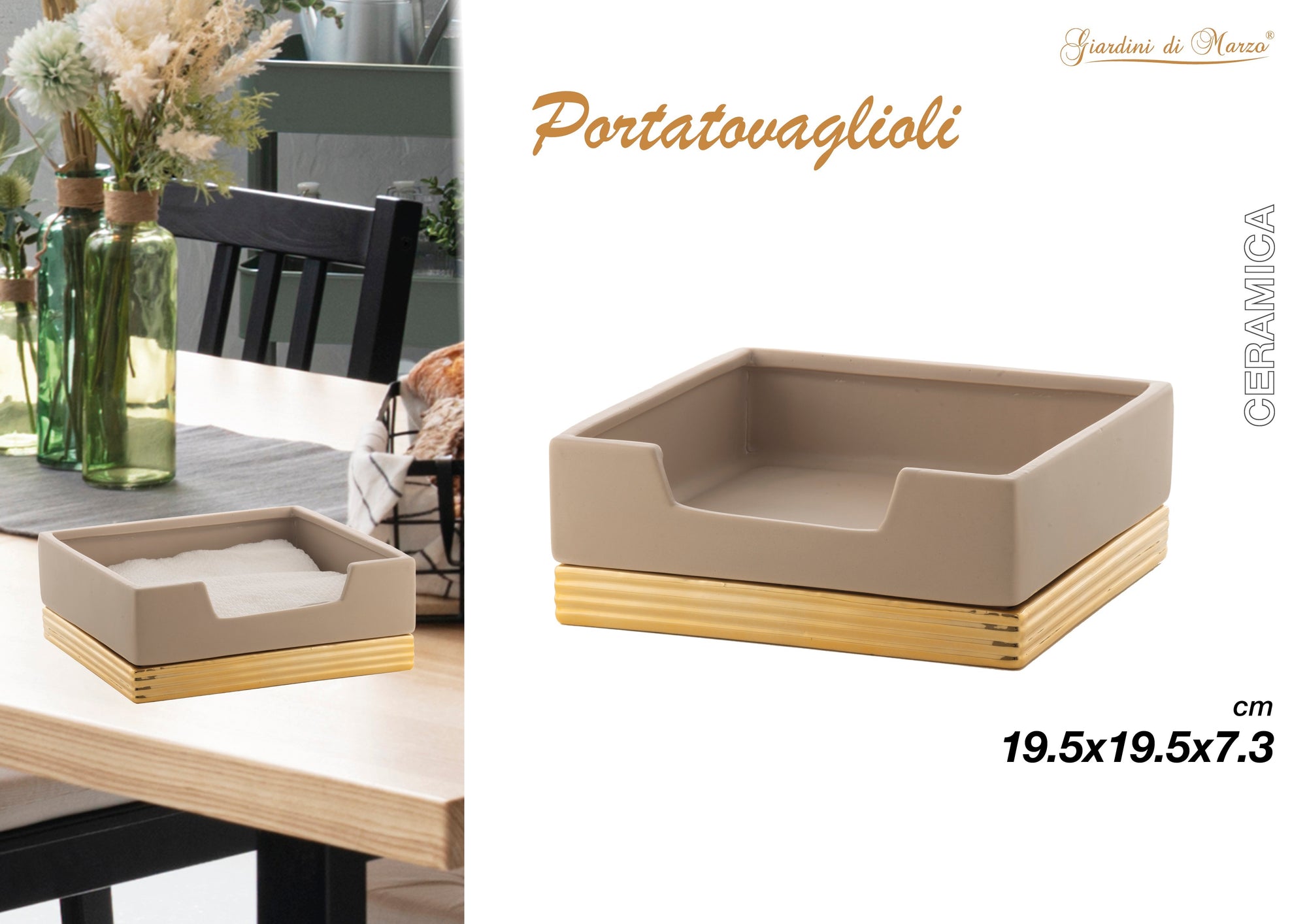 Porta Tovaglioli Quadrato Oro