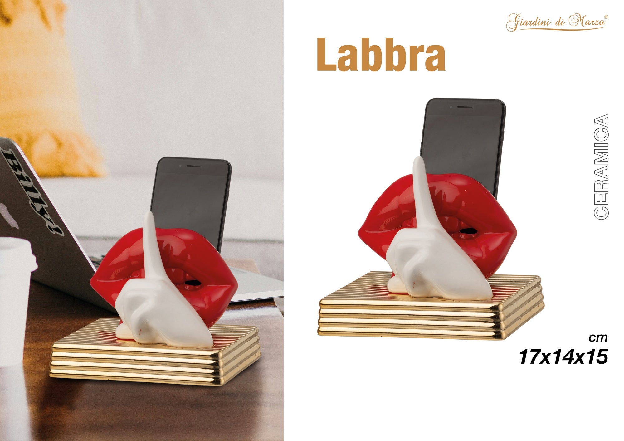 Labbra Rosse Con P/cellulare -base Gold