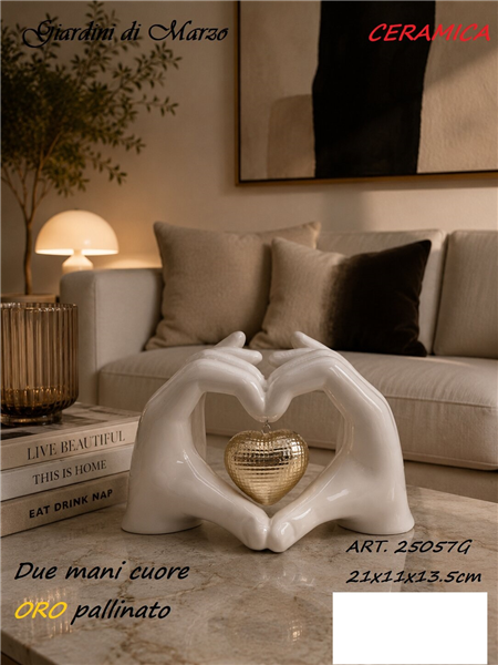 DUE MANI CON CUORE ORO PALLINATO