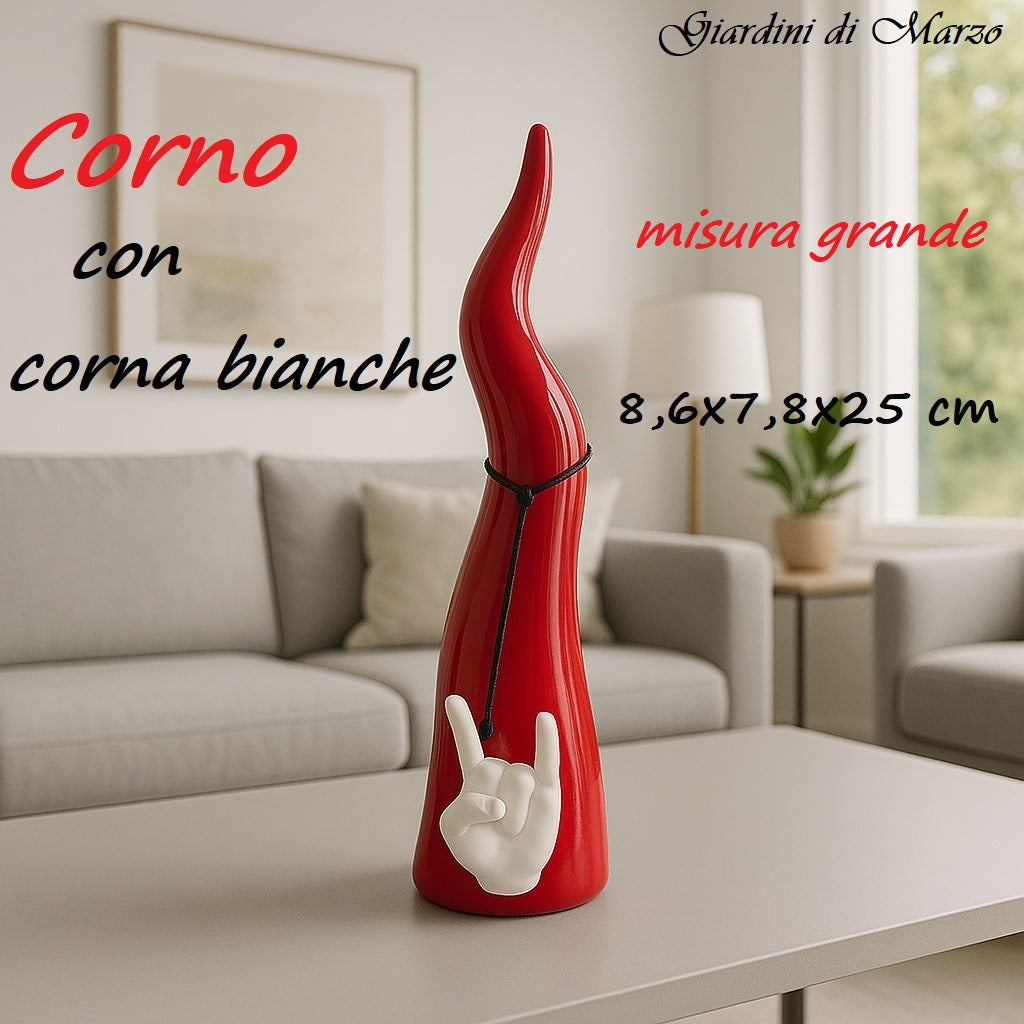 Corno Rosso Grande Con Corna Bianche