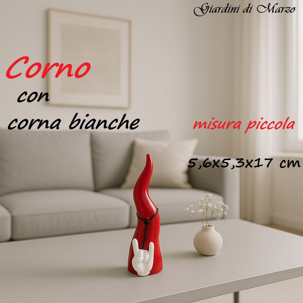 Corno Rosso Piccolo Con Corna Bianche