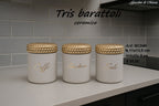 Tris Barattolibianco Tappo Pallinato Oro