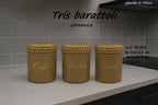 Tris Barattoli Crema Tappo Pallinato Oro