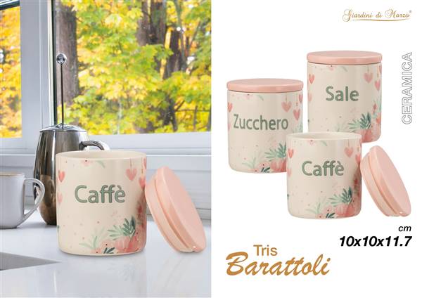 TRIS BARATTOLI CERAMICA CUORI