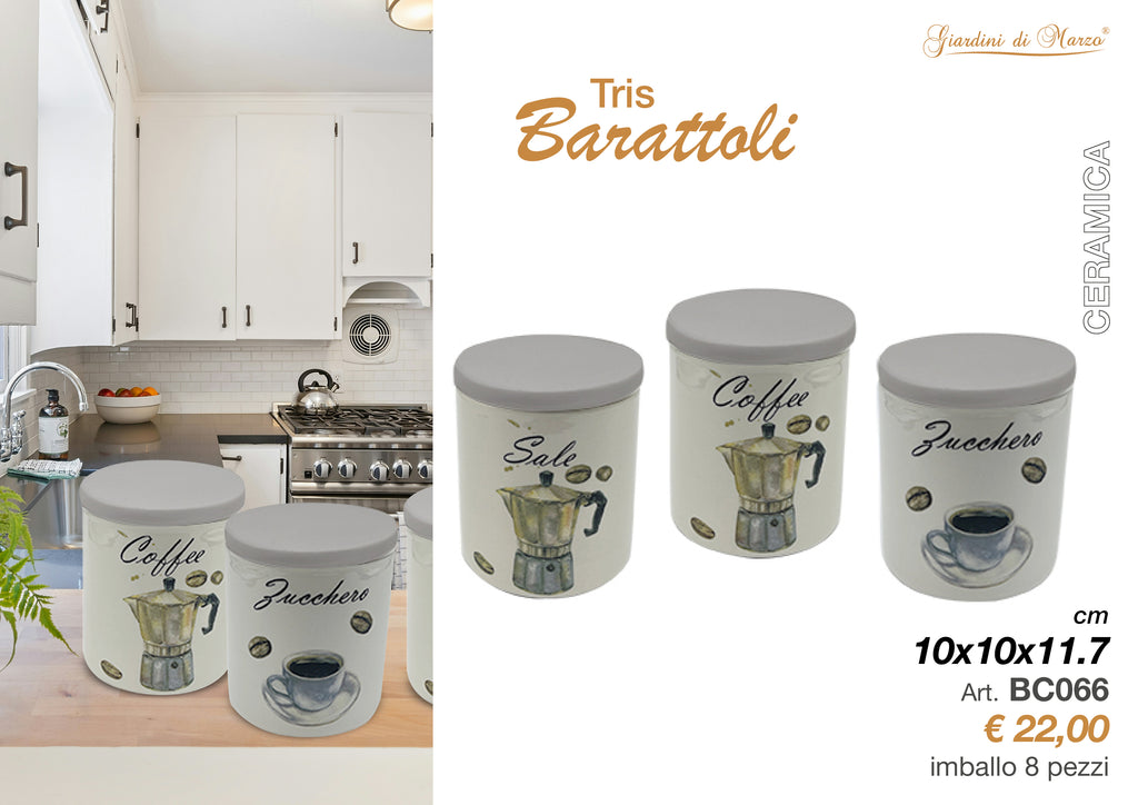 Tris Barattoli Ceramica Moka