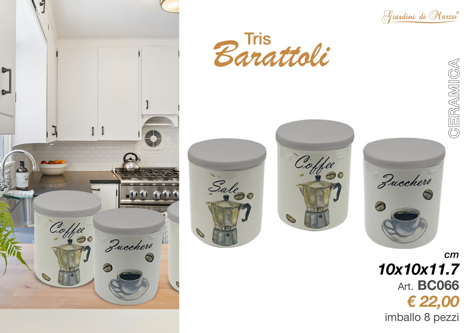 Tris Barattoli Ceramica Moka