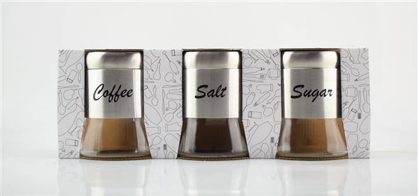 TRIS BARATTOLI 650ML VETRO/ARGENTO -HOME