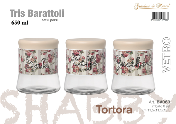 TRIS BARATTOLI 650ML SHABBY CREMA