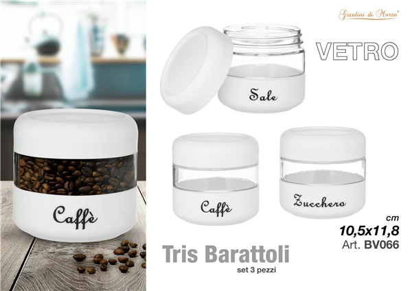 TRIS BARATTOLI TONDO BIANCO 450 ML