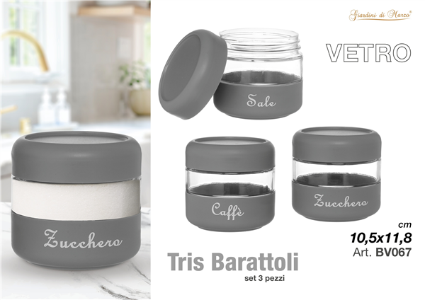 TRIS BARATTOLI TONDO GRIGIO 450 ML