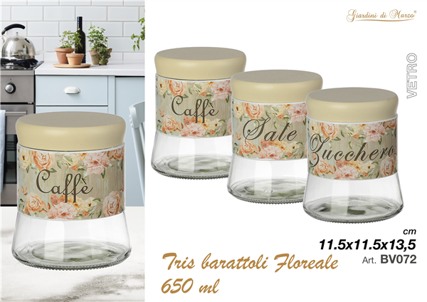 TRIS BARATTOLI FLOREALE 650 ML