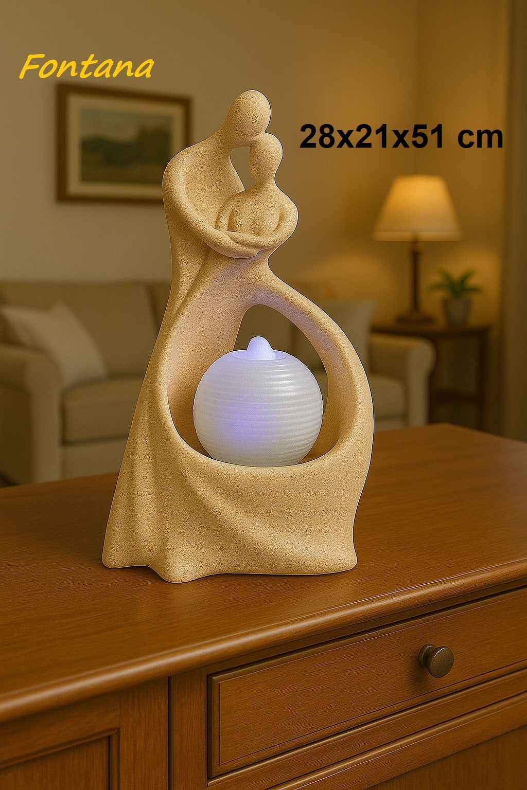 Fontana Coppia Crema Abbraccio
