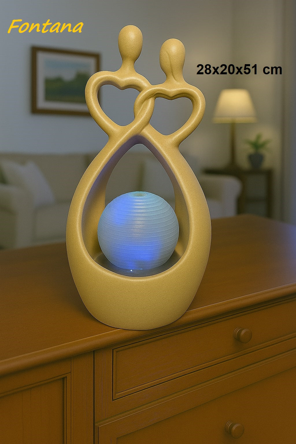 Fontana Coppia Cuori Crema