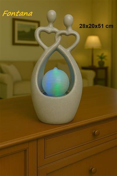 FONTANA COPPIA CUORI GRIGIA