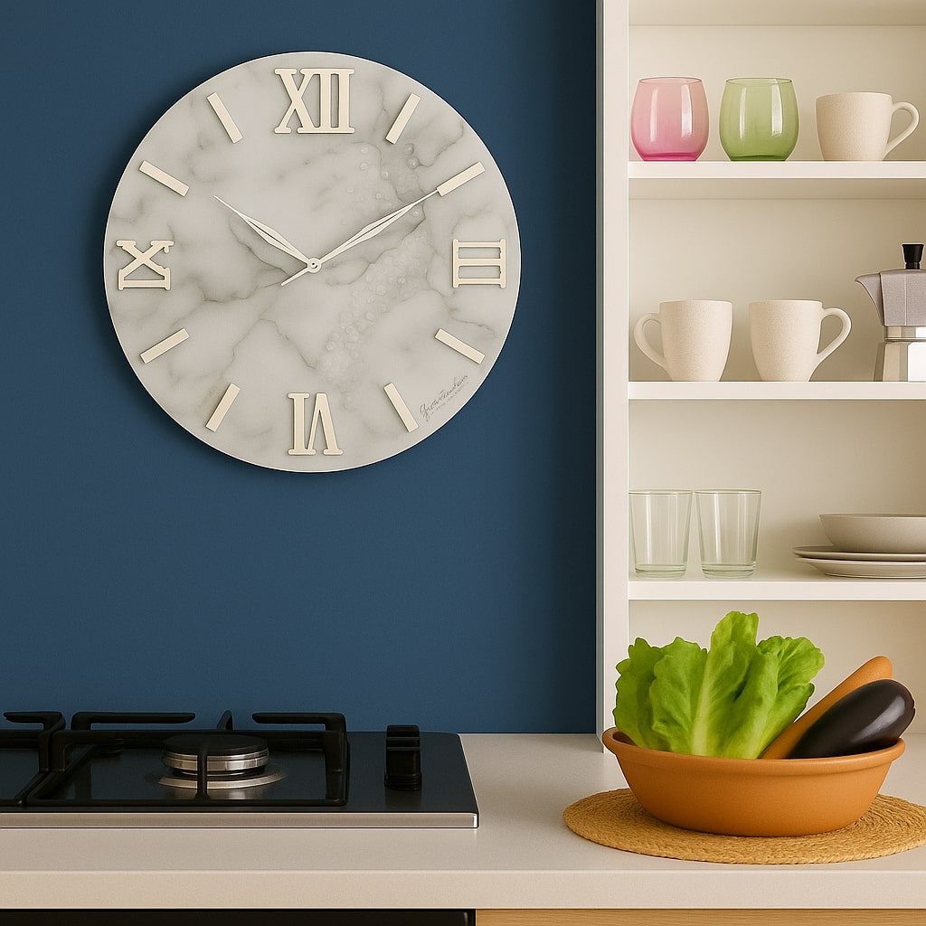 Orologio Marmo 40 Cm Grigio Chiaro