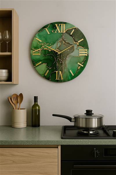 Orologio Marmo 40 Cm Verde Ottanio