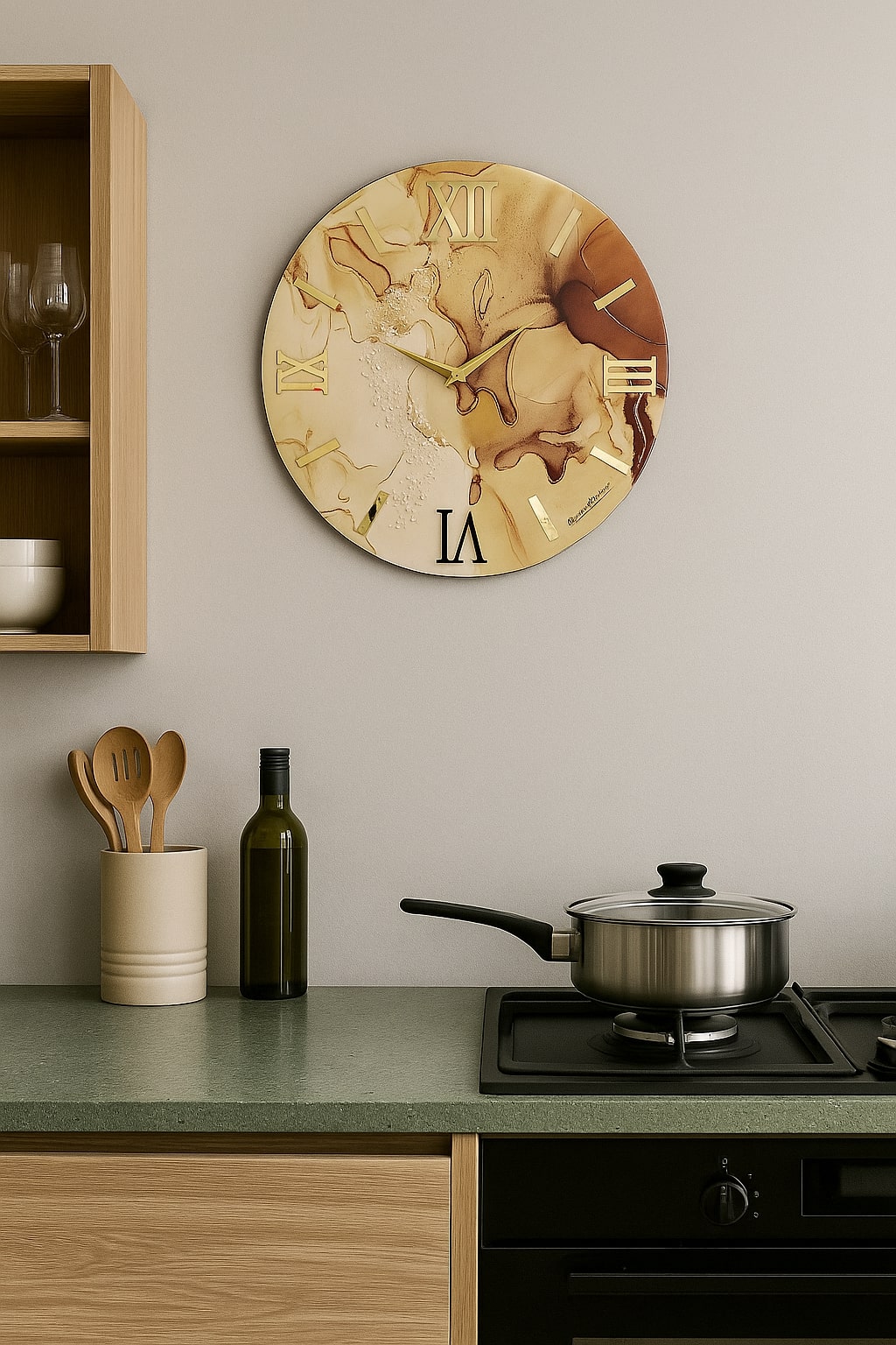 Orologio Marmo 40 Cm Tortora