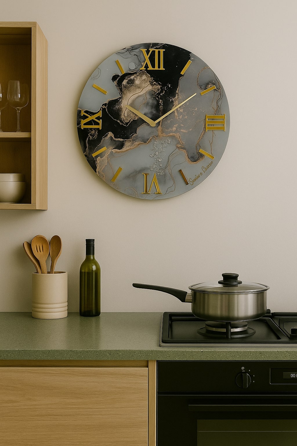 Orologio Marmo 40 Cm Nero