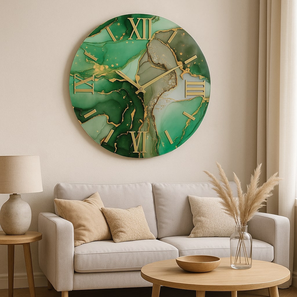 Orologio Marmo 60 Cm Verde Ottanio