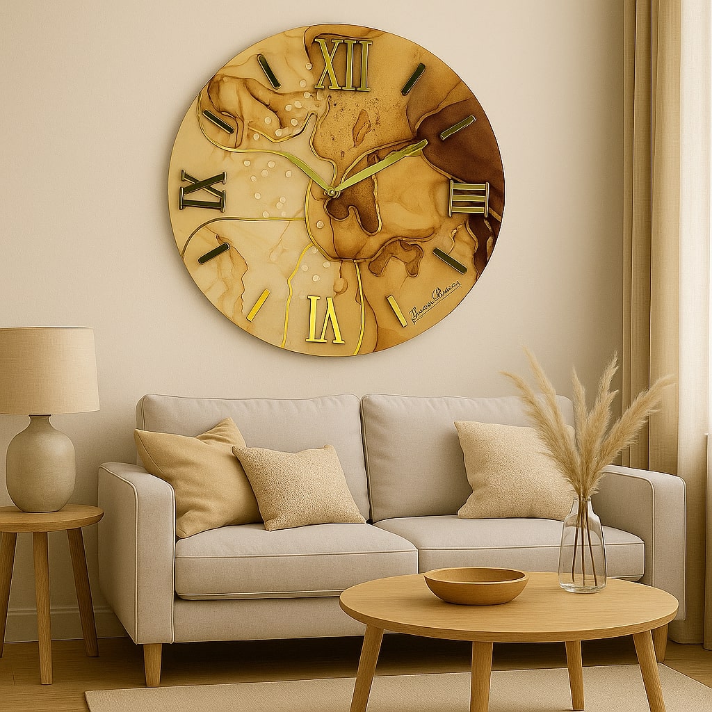 Orologio Marmo 60 Cm Tortora