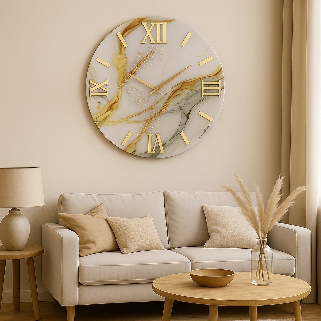 Orologio Marmo 60 Cm Bianco