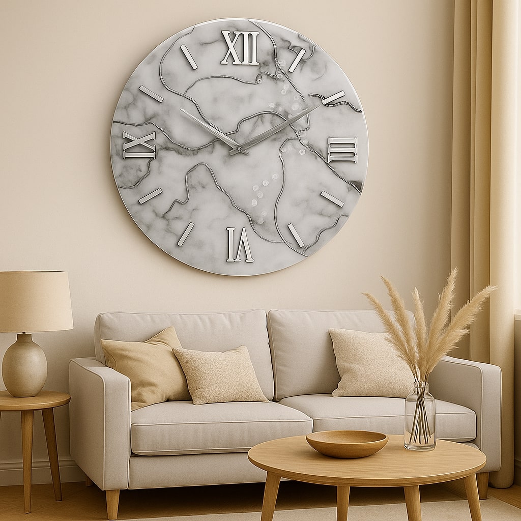 Orologio Marmo 80 Cm Grigio Chiaro