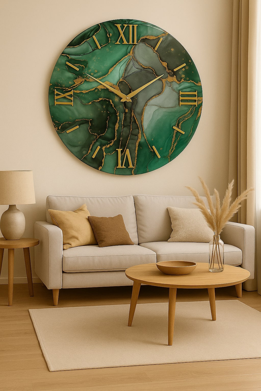 Orologio Marmo 80 Cm Verde Ottanio