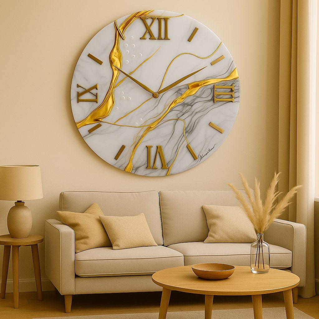 Orologio Marmo 80 Cm Bianco