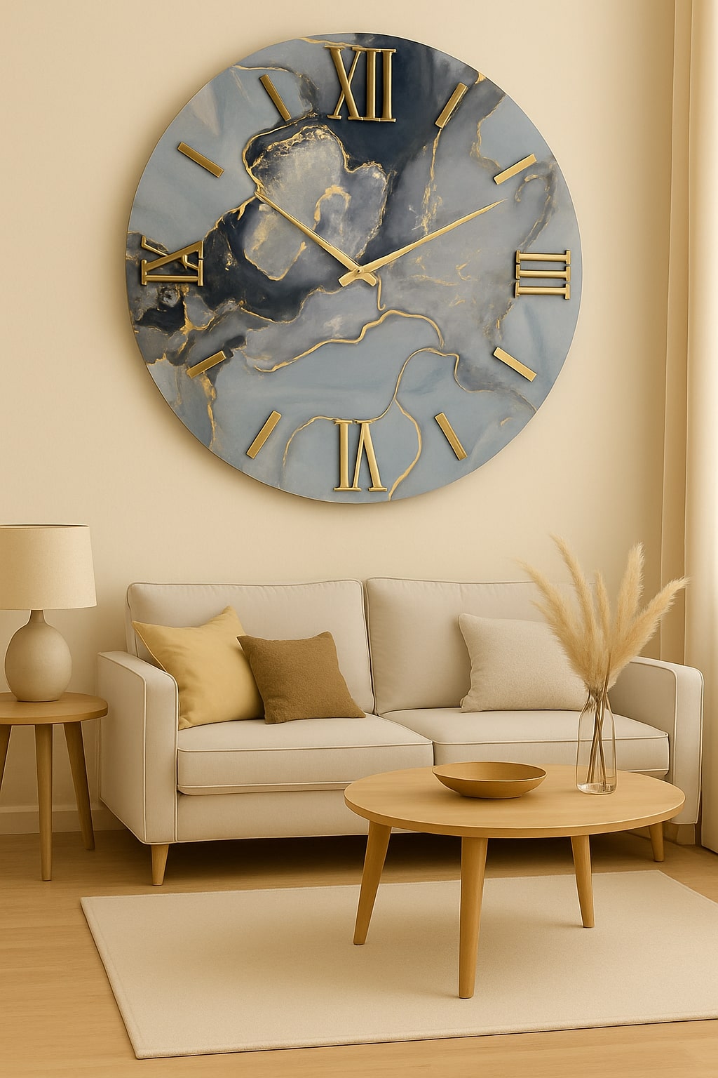 Orologio Marmo 80 Cm Nero