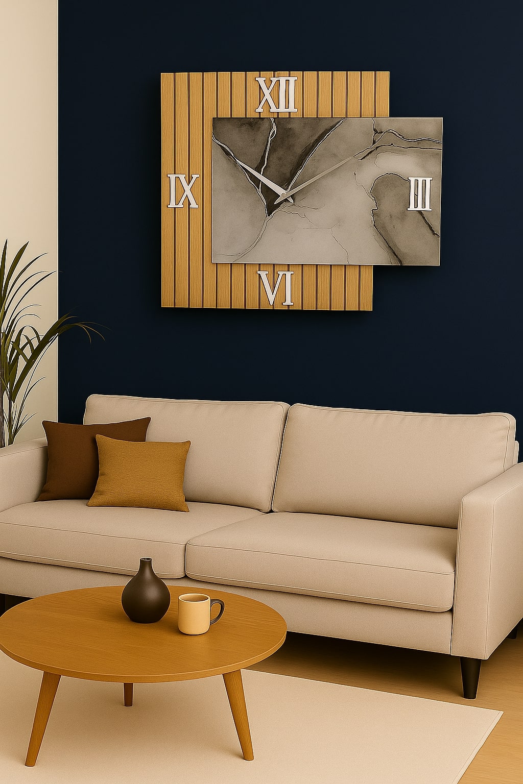 Orol. Rettang. Marmo Grigio 60 Cm Legno