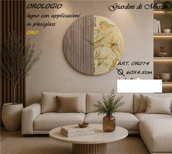 OROLOGIO LEGNO 60CM EFF.MARMO TORT