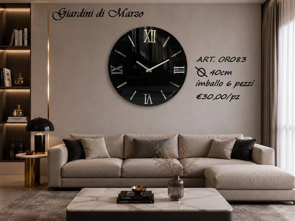 OROLOGIO LEGNO 40CM NERO LUCIDO E ARG