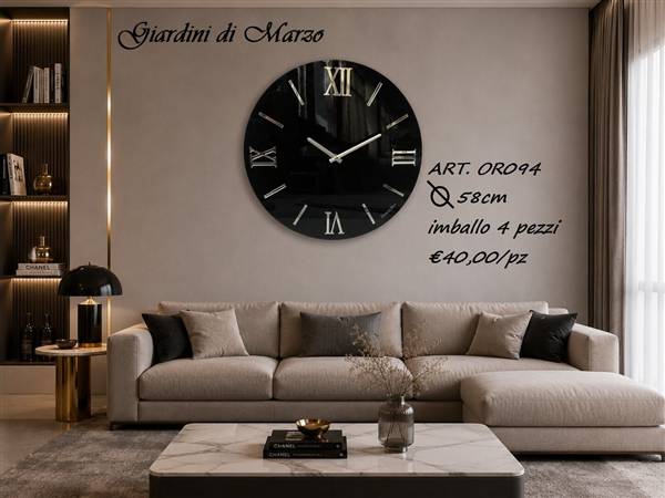 OROLOGIO LEGNO 58CM NERO LUCIDO E ARG